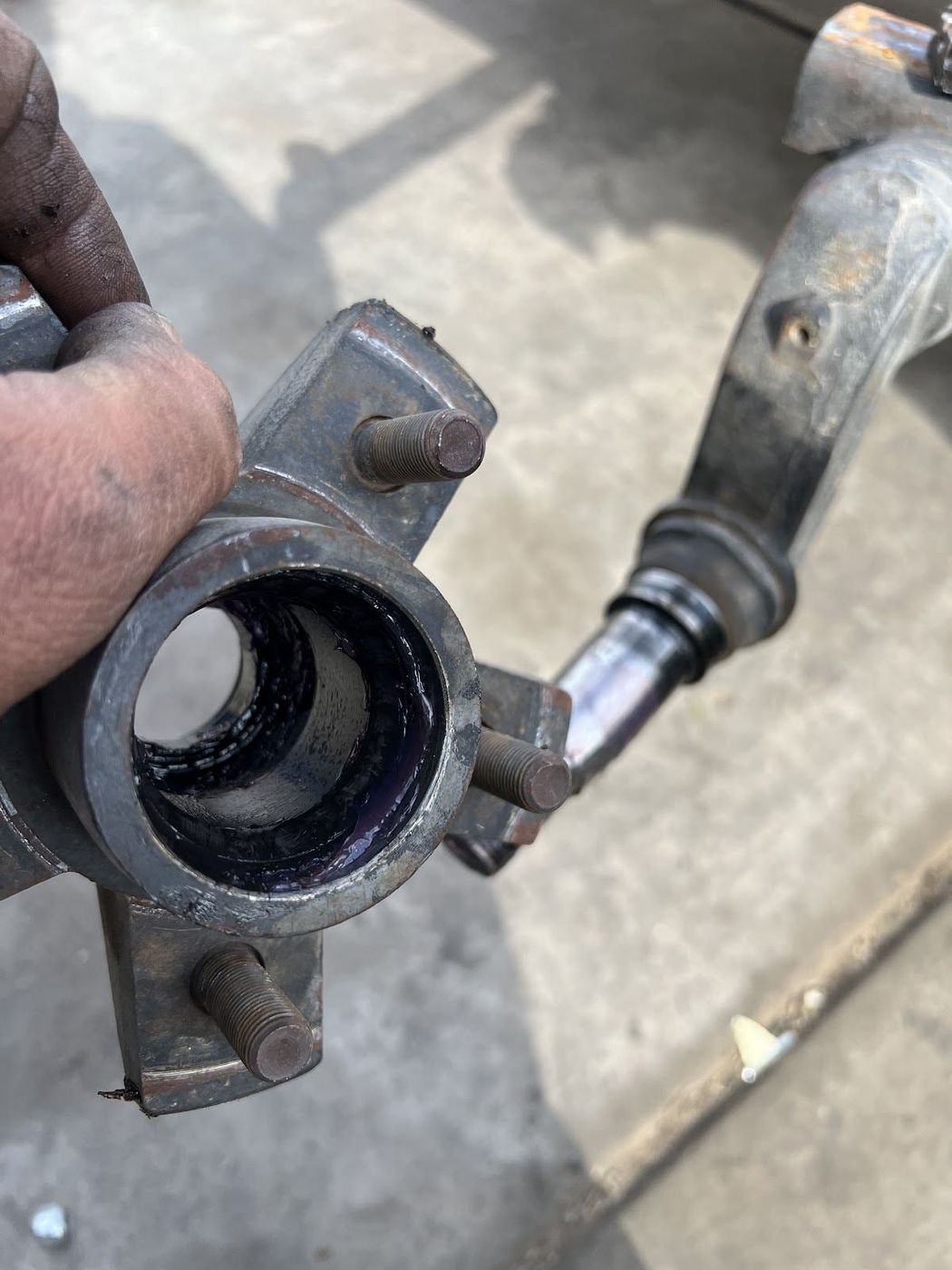 Trailer brake parts being rebuilt during a repair